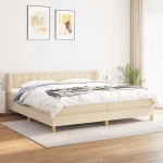 Κρεβάτι Boxspring με Στρώμα Κρεμ 200x200 εκ. Υφασμάτινο Κρεμ 3127154