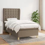 Κρεβάτι Boxspring με Στρώμα Taupe 90x190 εκ.Υφασμάτινο μπεζ-γκρι 3128809