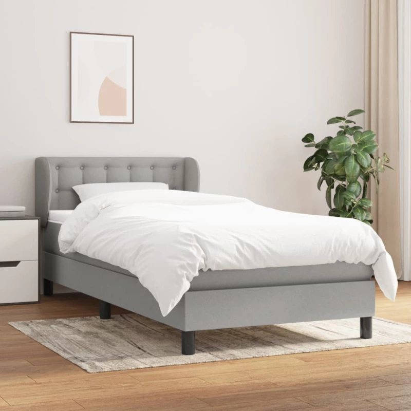 Κρεβάτι Boxspring με Στρώμα Ανοιχτό Γκρι 100x200 εκ. Υφασμάτινο Γκρι 3126541