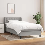 Κρεβάτι Boxspring με Στρώμα Ανοιχτό Γκρι 100x200 εκ. Υφασμάτινο Γκρι 3126541