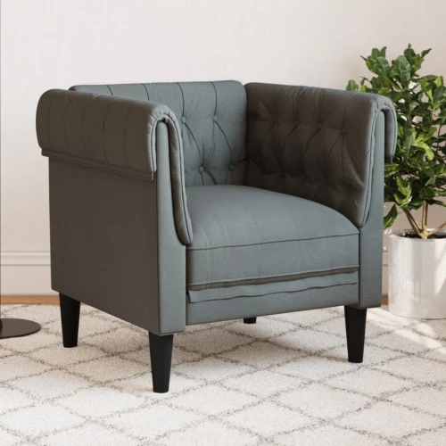 Πολυθρόνα Chesterfield Σκούρο Γκρι Υφασμάτινη Γκρι 372539