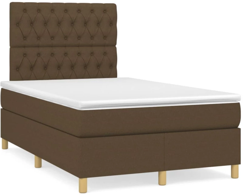 Κρεβάτι Boxspring με Στρώμα & LED Σκ.Καφέ 120x190εκ. Υφασμάτινο Καφέ 3270270