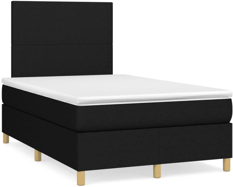 Κρεβάτι Boxspring με Στρώμα & LED Μαύρο 120x190 εκ. Υφασμάτινο Μαύρο 3270234