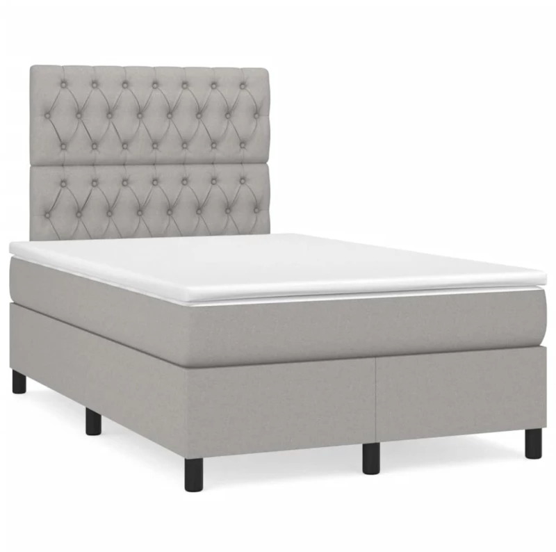 Κρεβάτι Boxspring με Στρώμα & LED Αν.Γκρι 120x190εκ. Υφασμάτινο Γκρι 3270218