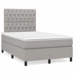 Κρεβάτι Boxspring με Στρώμα & LED Αν.Γκρι 120x190εκ. Υφασμάτινο Γκρι 3270218
