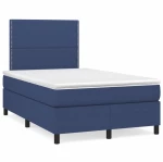 Κρεβάτι Boxspring με Στρώμα & LED Μπλε 120x190εκ. Υφασμάτινο Μπλε 3270196