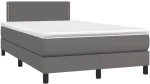 Κρεβάτι Boxspring με Στρώμα & LED Γκρι 120x190 εκ. Συνθ. Δέρμα Γκρι 3270133