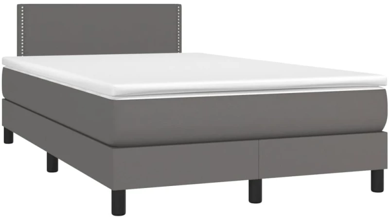 Κρεβάτι Boxspring με Στρώμα & LED Γκρι 120x190 εκ. Συνθ. Δέρμα Γκρι 3270133