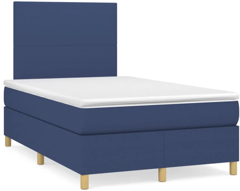 Κρεβάτι Boxspring με Στρώμα & LED Μπλε 120x190εκ. Υφασμάτινο Μπλε 3270238