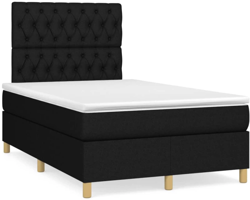 Κρεβάτι Boxspring με Στρώμα & LED Μαύρο 120x190 εκ. Υφασμάτινο Μαύρο 3270269