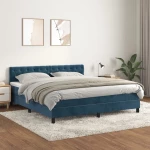Κρεβάτι Boxspring με Στρώμα Σκούρο Μπλε 160x200 εκ. Βελούδινο Μπλε 3141495