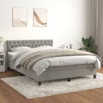 Κρεβάτι Boxspring με Στρώμα Ανοιχτό Γκρι 140x190 εκ. Βελούδινο Γκρι 3141479