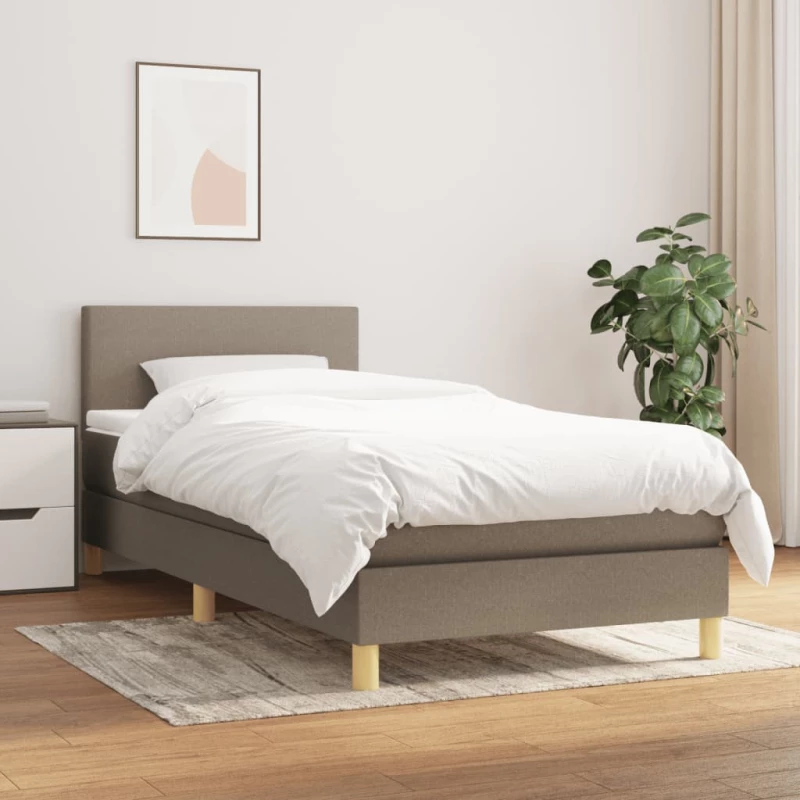 Κρεβάτι Boxspring με Στρώμα Taupe 90x200 εκ. Υφασμάτινο μπεζ-γκρι 3140429