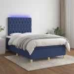 Κρεβάτι Boxspring με Στρώμα & LED Μπλε 120x200 εκ. Υφασμάτινο Μπλε 3135667