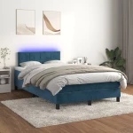 Κρεβάτι Boxspring με Στρώμα & LED Σκ. Μπλε 120x200εκ. Βελούδινο Μπλε 3134397