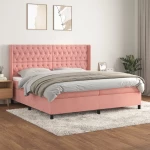 Κρεβάτι Boxspring με Στρώμα Ροζ 200x200 εκ. Βελούδινο Ροζ 3132884