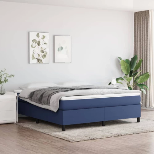 Κρεβάτι Boxspring με Στρώμα Μπλε 160x200 εκ. Υφασμάτινο Μπλε 3144437
