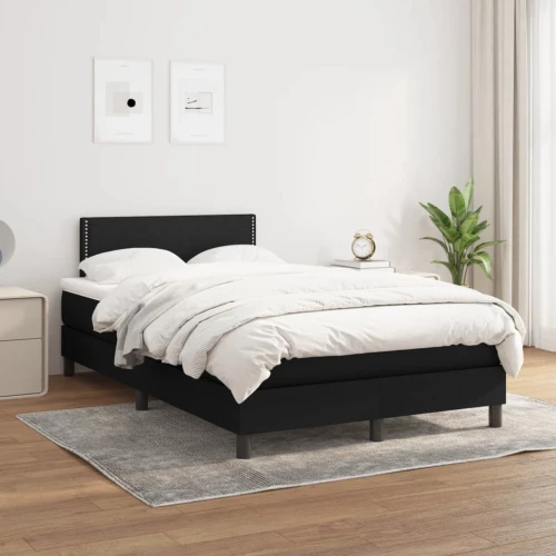 Κρεβάτι Boxspring με Στρώμα Μαύρο 120x200 εκ. Υφασμάτινο Μαύρο 3139963