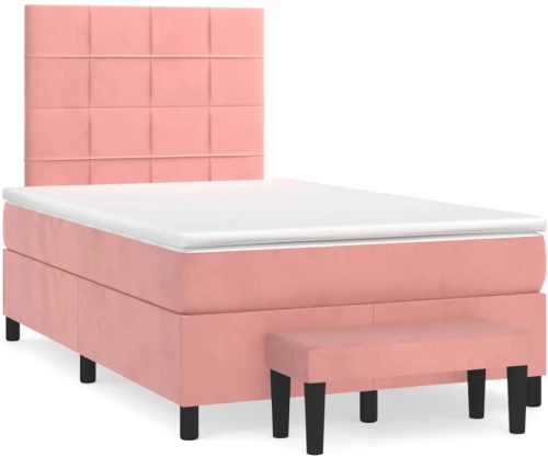Κρεβάτι Boxspring με Στρώμα Ροζ 120x190 εκ. Βελούδινο Ροζ 3270474