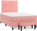 Κρεβάτι Boxspring με Στρώμα Ροζ 120x190 εκ. Βελούδινο Ροζ 3270474