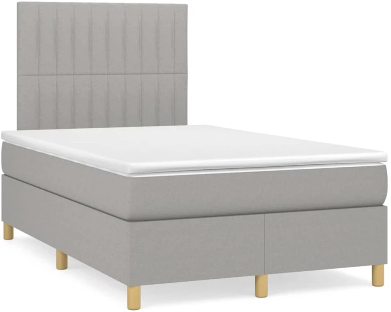 Κρεβάτι Boxspring με Στρώμα & LED Αν.Γκρι 120x190εκ. Υφασμάτινο Γκρι 3270260