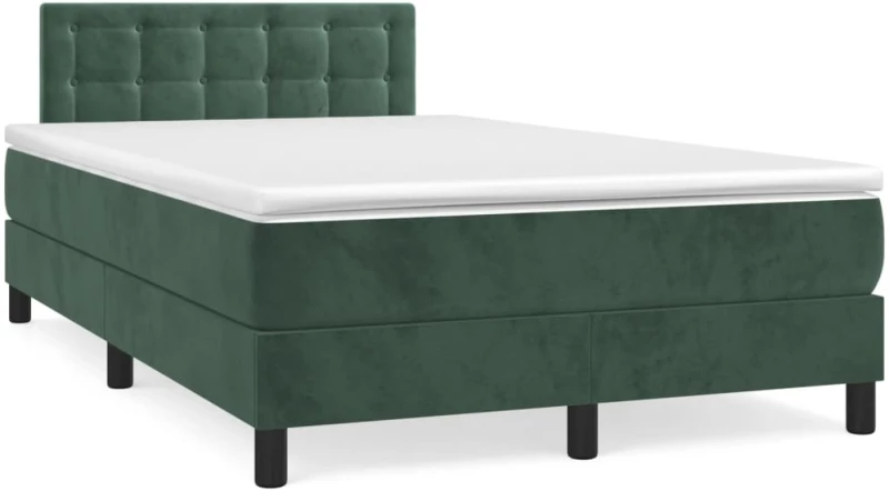 Κρεβάτι Boxspring με Στρώμα & LED Σκ. Πράσινο 120x190εκ Βελούδο Πράσινο 3270180