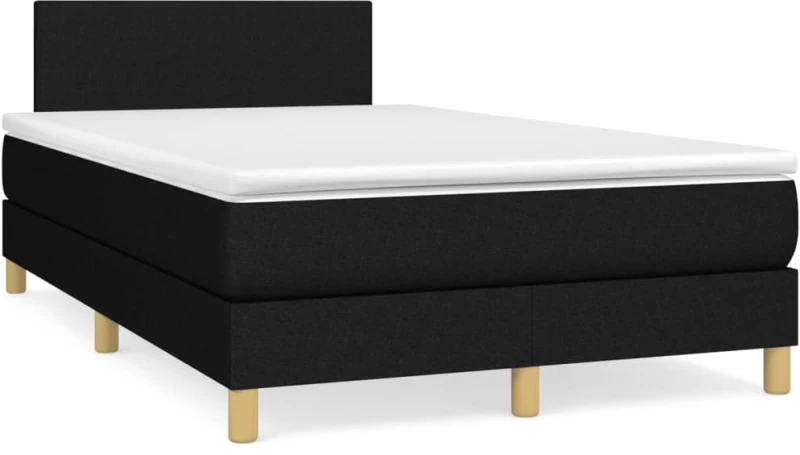 Κρεβάτι Boxspring με Στρώμα & LED Μαύρο 120x190 εκ. Υφασμάτινο Μαύρο 3270076