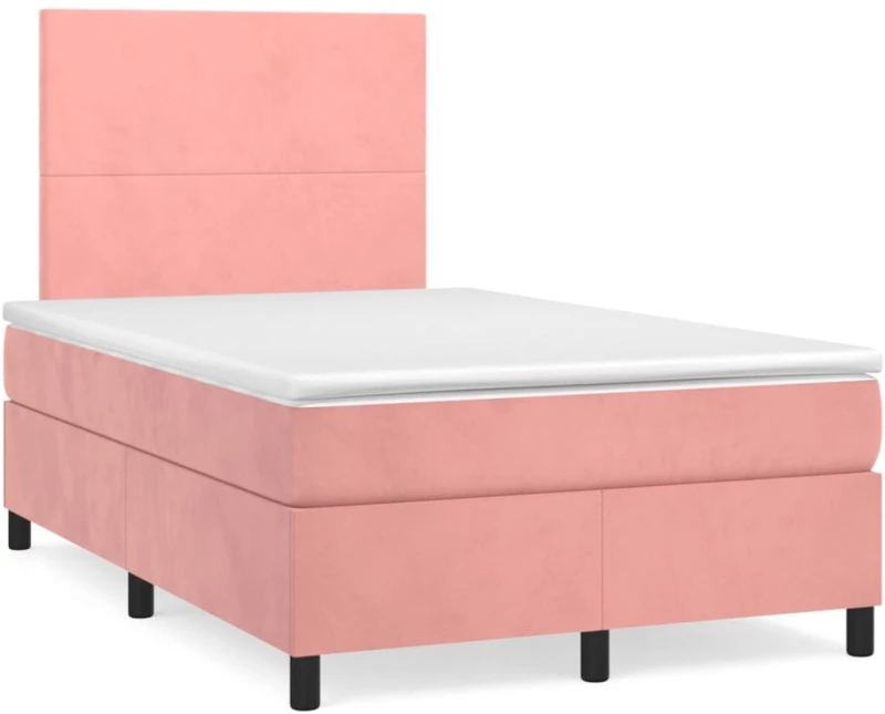 Κρεβάτι Boxspring με Στρώμα Ροζ 120x190 εκ. Βελούδινο Ροζ 3269988