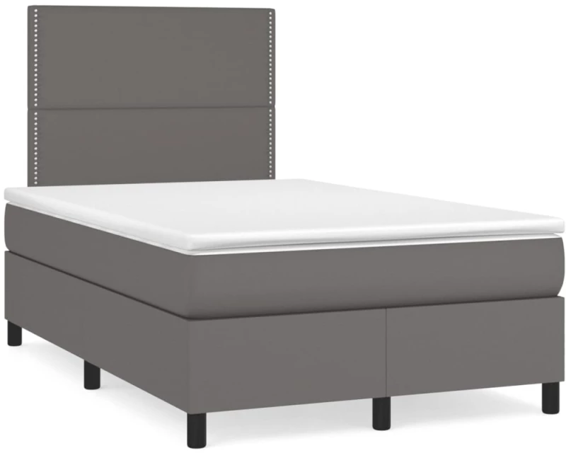 Κρεβάτι Boxspring με Στρώμα Γκρι 120x190εκ. από Συνθετικό Δέρμα Γκρι 3269975