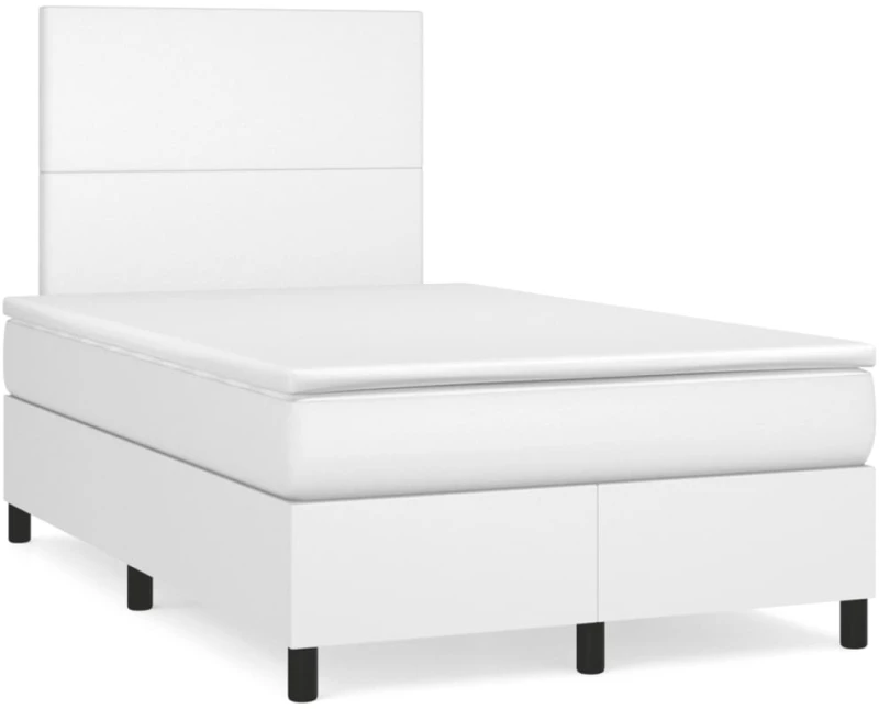 Κρεβάτι Boxspring με Στρώμα Λευκό 120x190εκ.από Συνθετικό Δέρμα Λευκό 3269966