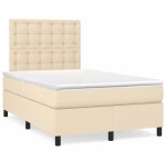 Κρεβάτι Boxspring με Στρώμα Κρεμ 120x190 εκ. Υφασμάτινο Κρεμ 3269914