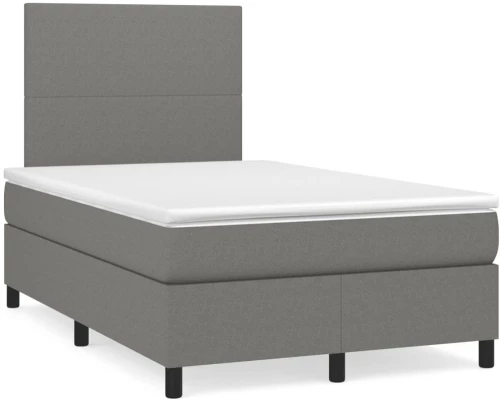 Κρεβάτι Boxspring με Στρώμα Σκούρο Γκρι 120x190 εκ Υφασμάτινο Γκρι 3269868