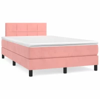 Κρεβάτι Boxspring με Στρώμα Ροζ 120x190 εκ. Βελούδινο Ροζ 3269842