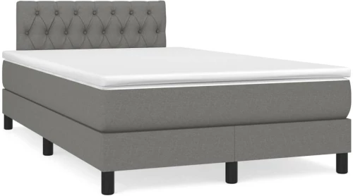 Κρεβάτι Boxspring με Στρώμα Σκούρο Γκρι 120x190 εκ Υφασμάτινο Γκρι 3269745