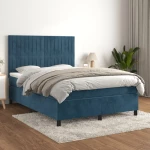 Κρεβάτι Boxspring με Στρώμα Σκούρο Μπλε 140x200 εκ. Βελούδινο Μπλε 3143149