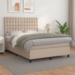 Κρεβάτι Boxspring με Στρώμα Καπουτσίνο 140x190εκ.από Συνθ.Δέρμα Καφέ 3142844