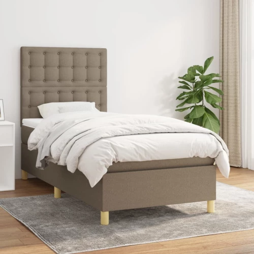 Κρεβάτι Boxspring με Στρώμα Taupe 100 x 200 εκ. Υφασμάτινο μπεζ-γκρι 3142637