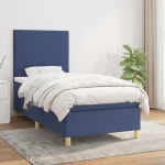Κρεβάτι Boxspring με Στρώμα Μπλε 90x200 εκ.Υφασμάτινο Μπλε 3142151