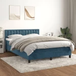 Κρεβάτι Boxspring με Στρώμα Σκούρο Μπλε 140x190 εκ. Βελούδινο Μπλε 3141543