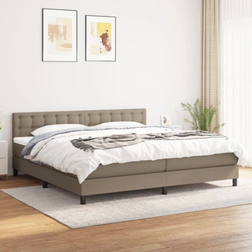 Κρεβάτι Boxspring με Στρώμα Taupe 200x200 εκ. Υφασμάτινο μπεζ-γκρι 3140405