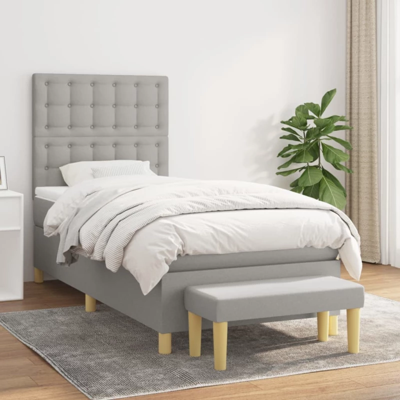 Κρεβάτι Boxspring με Στρώμα Ανοιχτό Γκρι 80x200 εκ. Υφασμάτινο Γκρι 3137429