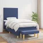 Κρεβάτι Boxspring με Στρώμα Μπλε 90x190 εκ.Υφασμάτινο Μπλε 3136963