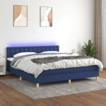 Κρεβάτι Boxspring με Στρώμα & LED Μπλε 180x200 εκ. Υφασμάτινο Μπλε 3134059