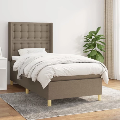 Κρεβάτι Boxspring με Στρώμα Taupe 100 x 200 εκ. Υφασμάτινο μπεζ-γκρι 3132293