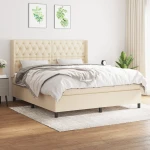 Κρεβάτι Boxspring με Στρώμα Κρεμ 160x200 εκ. Υφασμάτινο Κρεμ 3131686