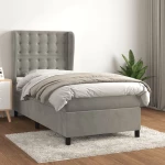 Κρεβάτι Boxspring με Στρώμα Ανοιχτό Γκρι 90x200 εκ. Βελούδινο Γκρι 3129429