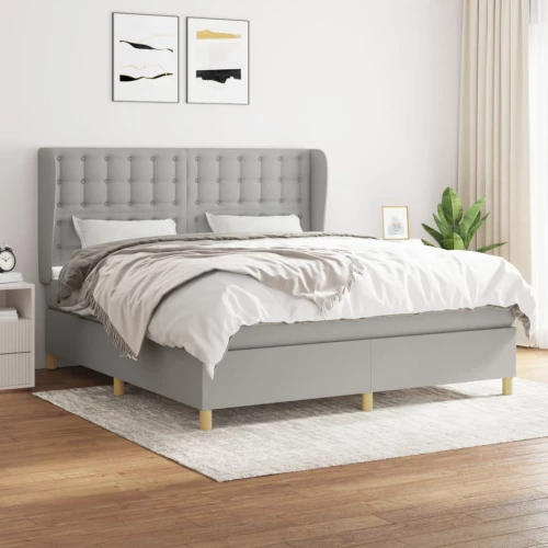 Κρεβάτι Boxspring με Στρώμα Αν. Πράσινο 160x200εκ Υφασμάτινο Γκρι 3128853