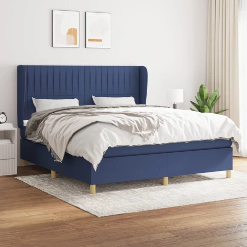 Κρεβάτι Boxspring με Στρώμα Μπλε 180x200 εκ. Υφασμάτινο Μπλε 3128707