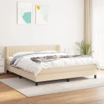 Κρεβάτι Boxspring με Στρώμα Κρεμ 180x200 εκ. Υφασμάτινο Κρεμ 3126426