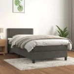 Κρεβάτι Boxspring με Στρώμα Σκούρο Γκρι 100x200 εκ. Βελούδινο Γκρι 3141228